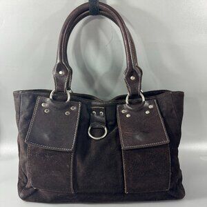 Kiki Pearl Chocolate Brown Suede Leather Shoulder Bag